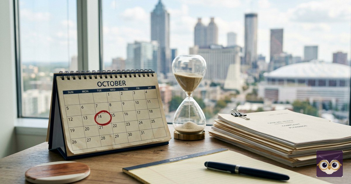 Georgia personal injury statute of limitations: calendar with circled deadline and hourglass